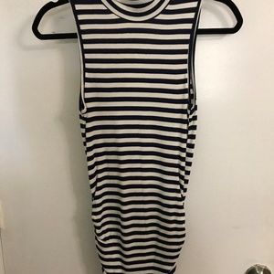 Black and white stripe sleeveless tunic